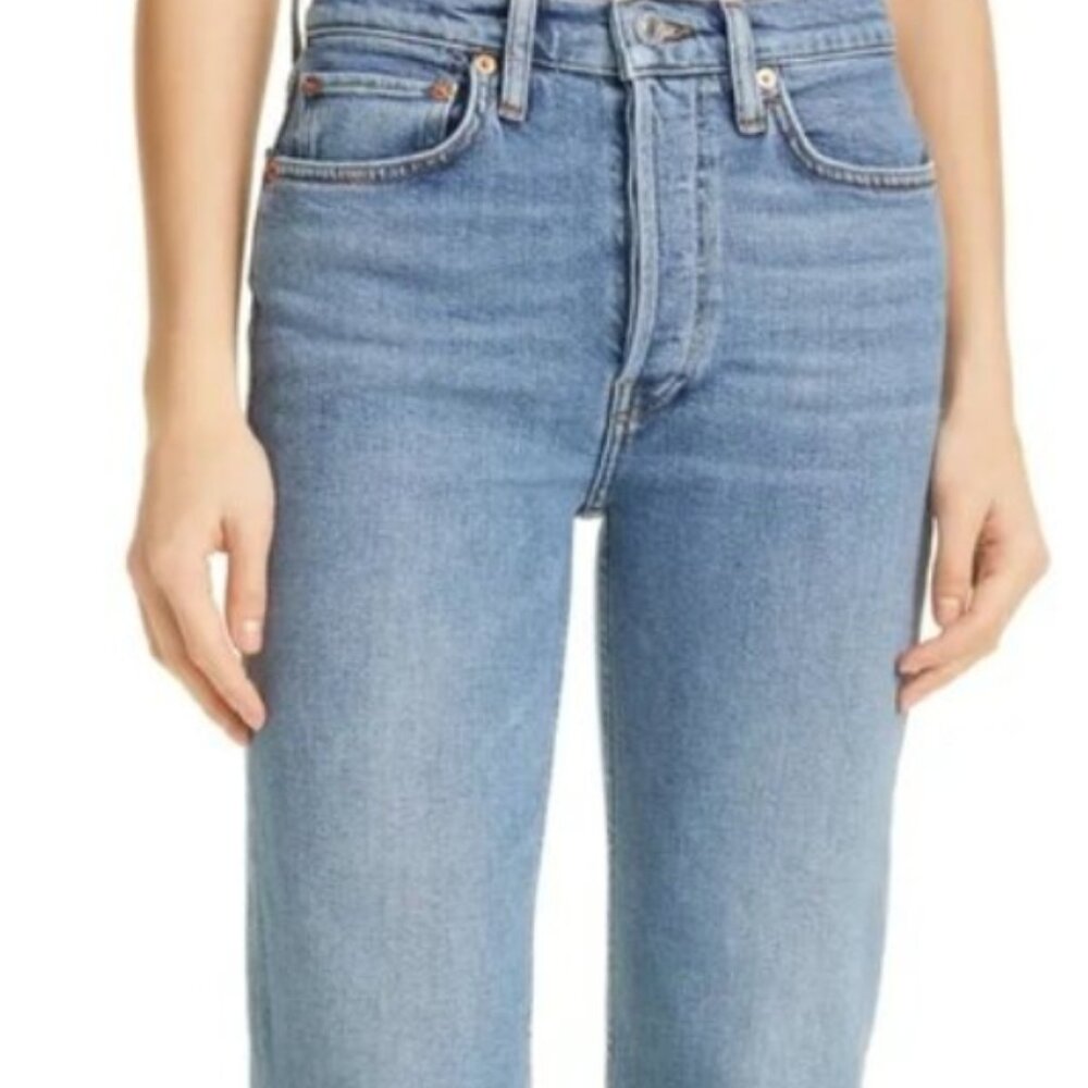 Re/Done High-Rise Stovepipe Jeans (Medium Stone) Size 28